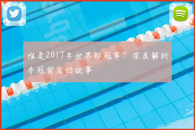 谁是2017年世界杯冠军?深度解析夺冠背后的故事